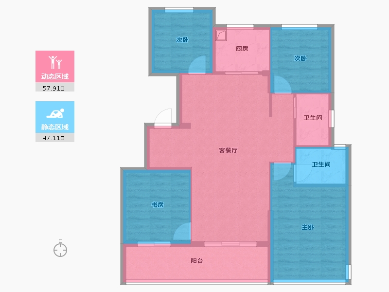 浙江省-绍兴市-卧龙·石泗里-94.65-户型库-动静分区