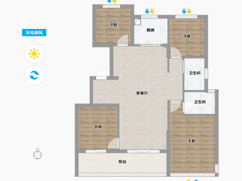 浙江省-绍兴市-卧龙·石泗里-94.65-户型库-采光通风