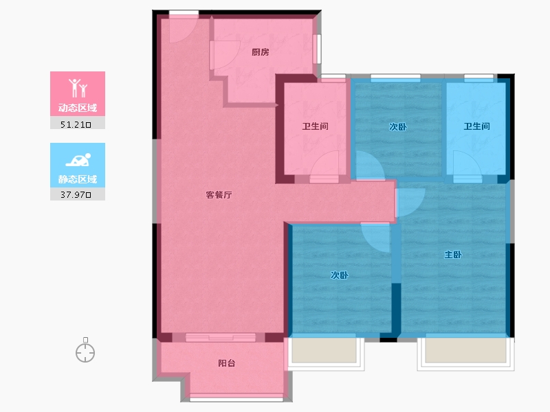 河南省-郑州市-美的智慧城·锦樾-79.20-户型库-动静分区