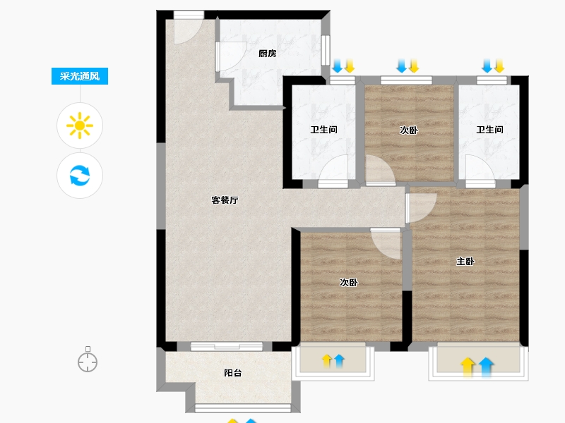 河南省-郑州市-美的智慧城·锦樾-79.20-户型库-采光通风