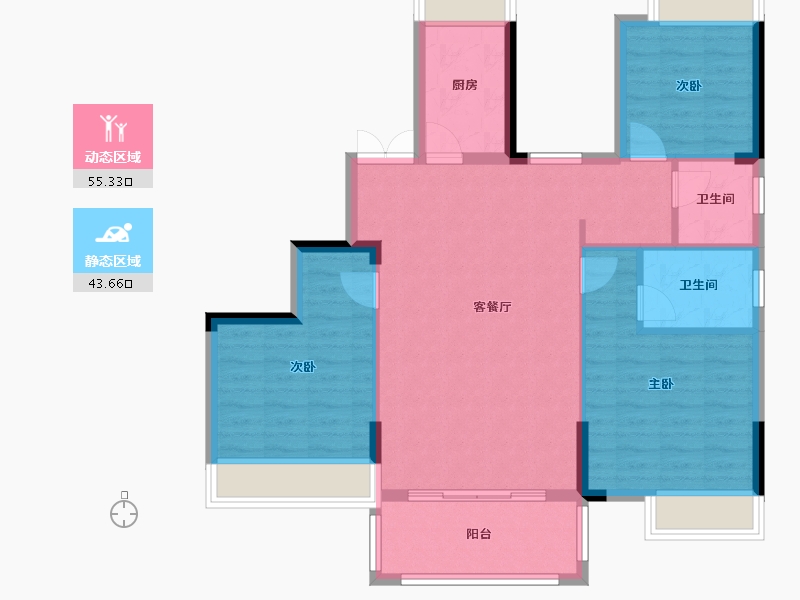 湖北省-荆州市-观澜·墨香院-89.62-户型库-动静分区