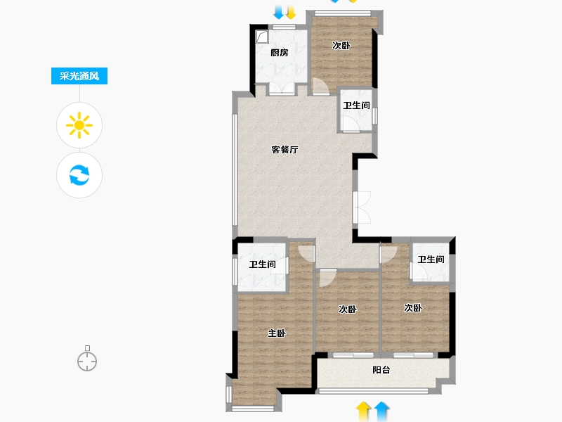 福建省-福州市-海湾润城Ⅱ期-113.60-户型库-采光通风