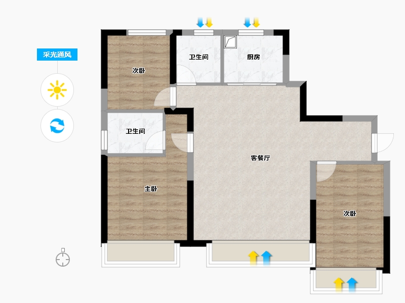 山东省-淄博市-中海观园云境-78.96-户型库-采光通风