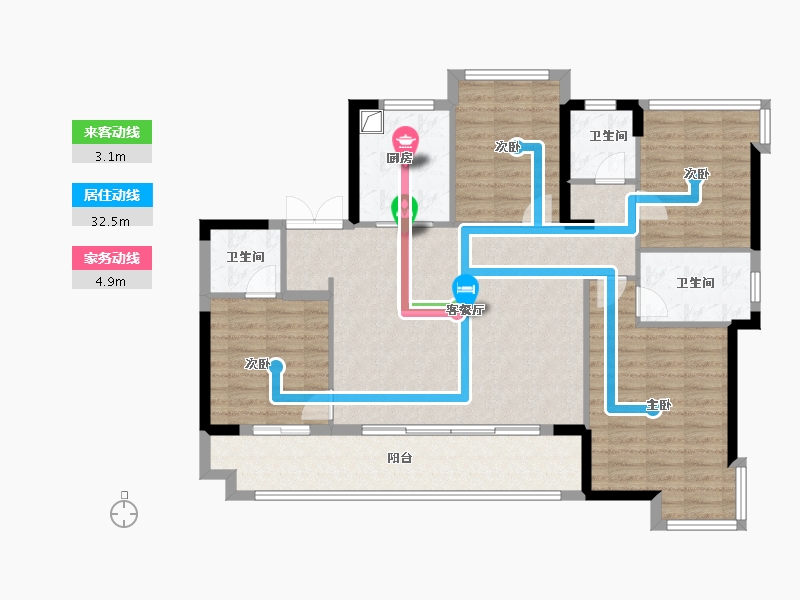 福建省-福州市-海湾润城Ⅱ期-113.60-户型库-动静线