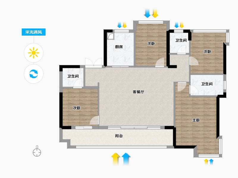 福建省-福州市-海湾润城Ⅱ期-113.60-户型库-采光通风