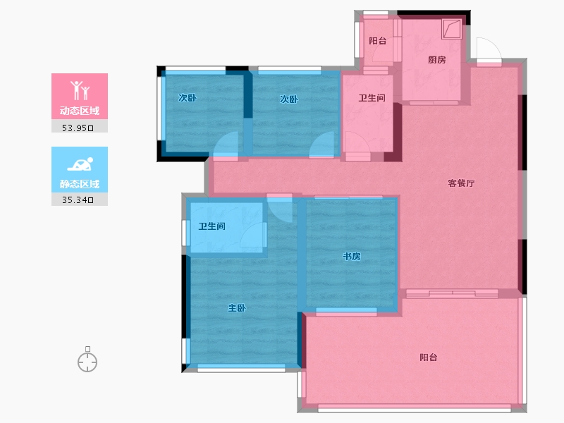 贵州省-贵阳市-清鸥十三樾-78.40-户型库-动静分区