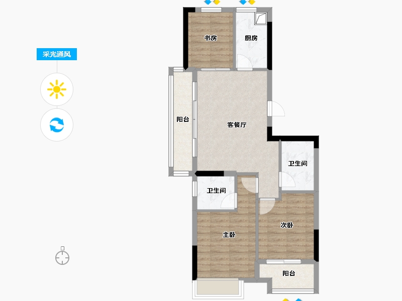 浙江省-嘉兴市-工联·云悦府-70.56-户型库-采光通风