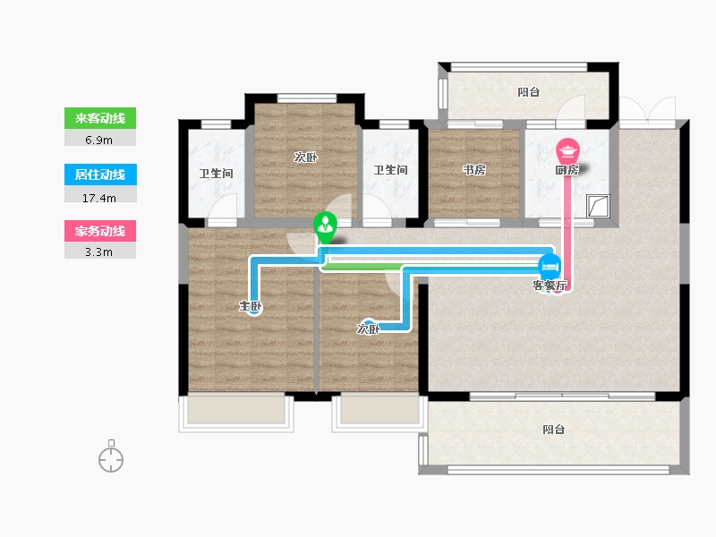 湖北省-宜昌市-城发金桥月泊-109.88-户型库-动静线