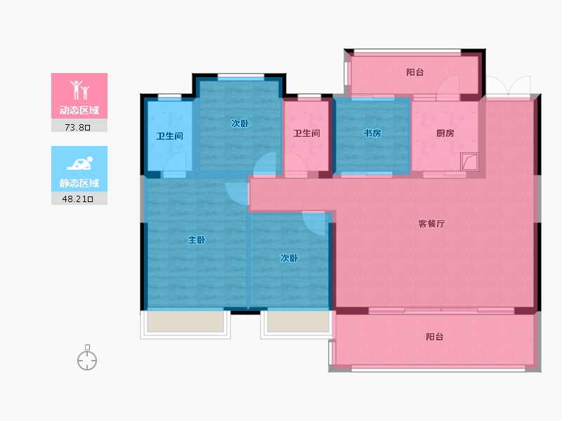 湖北省-宜昌市-城发金桥月泊-109.88-户型库-动静分区