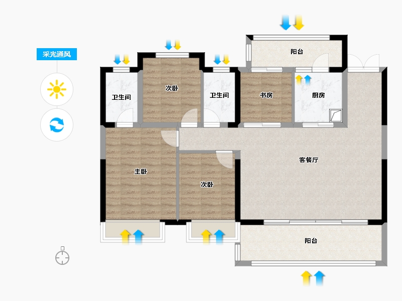 湖北省-宜昌市-城发金桥月泊-109.88-户型库-采光通风