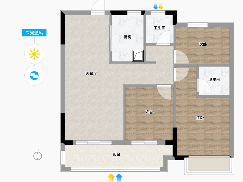 浙江省-嘉兴市-工联·云悦府-73.23-户型库-采光通风