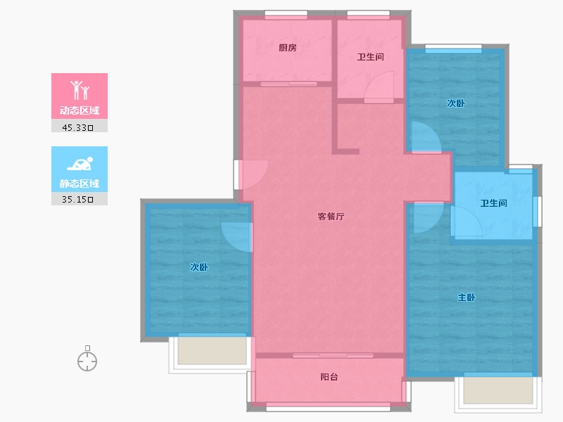 浙江省-嘉兴市-硖北里二期-102.00-户型库-动静分区