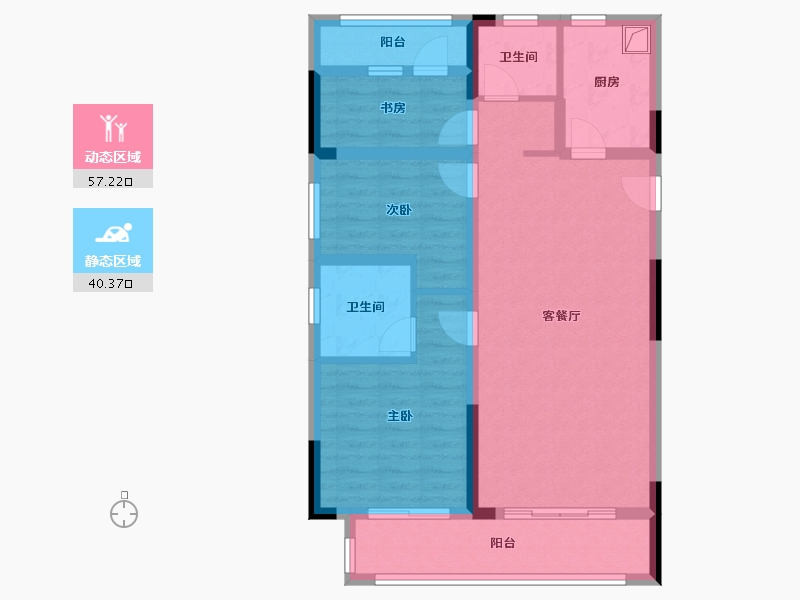 河南省-郑州市-美的智慧城·锦樾-86.40-户型库-动静分区