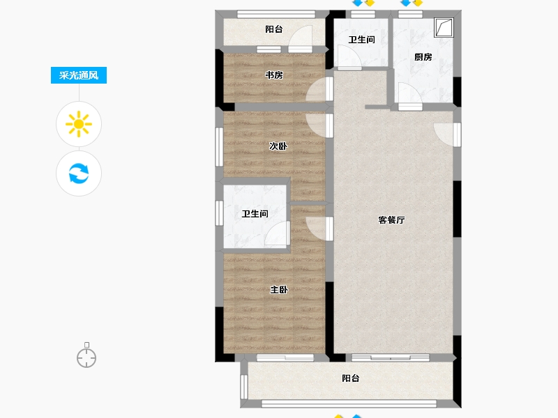 河南省-郑州市-美的智慧城·锦樾-86.40-户型库-采光通风