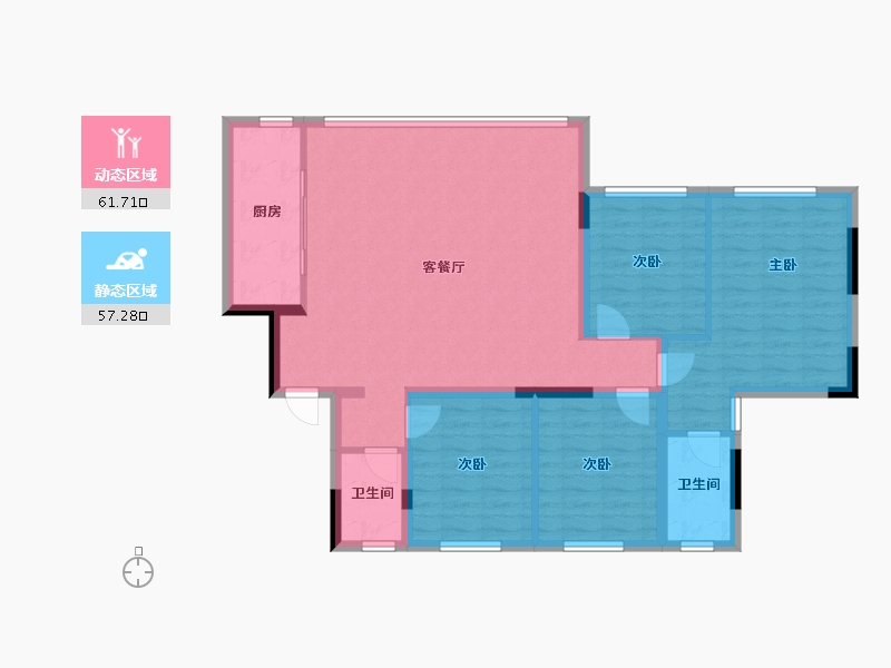 重庆-重庆市-昕晖 滨湖晓月-110.00-户型库-动静分区