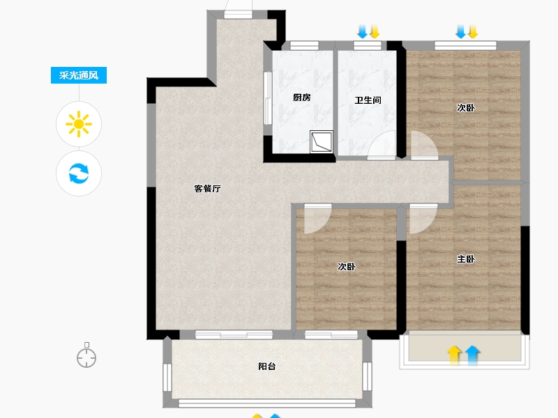 江苏省-徐州市-大华梧桐院(岚翠)-84.01-户型库-采光通风