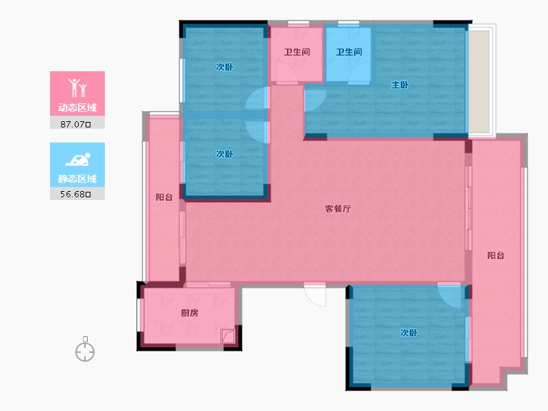 河南省-周口市-希尔顿逸林府-130.00-户型库-动静分区