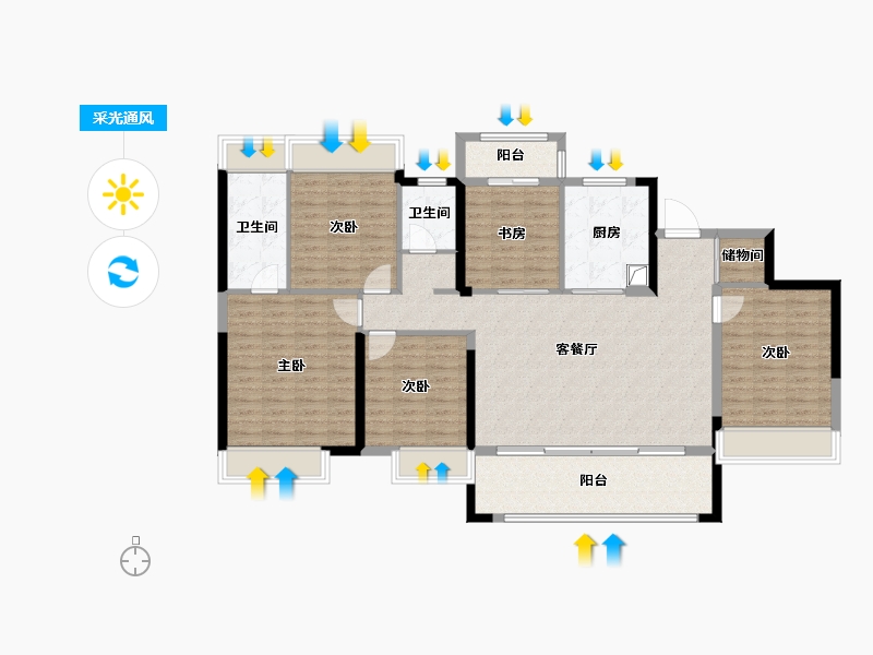 湖南省-株洲市-株洲建发缦云-134.45-户型库-采光通风