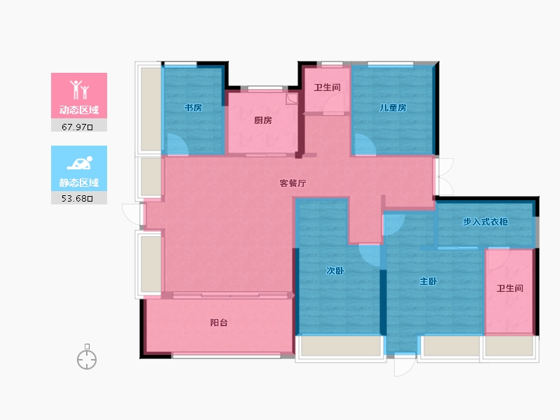 陕西省-西安市-沣业·琅樾府-109.61-户型库-动静分区