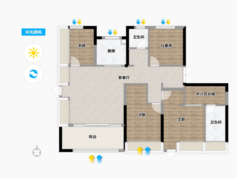 陕西省-西安市-沣业·琅樾府-109.61-户型库-采光通风