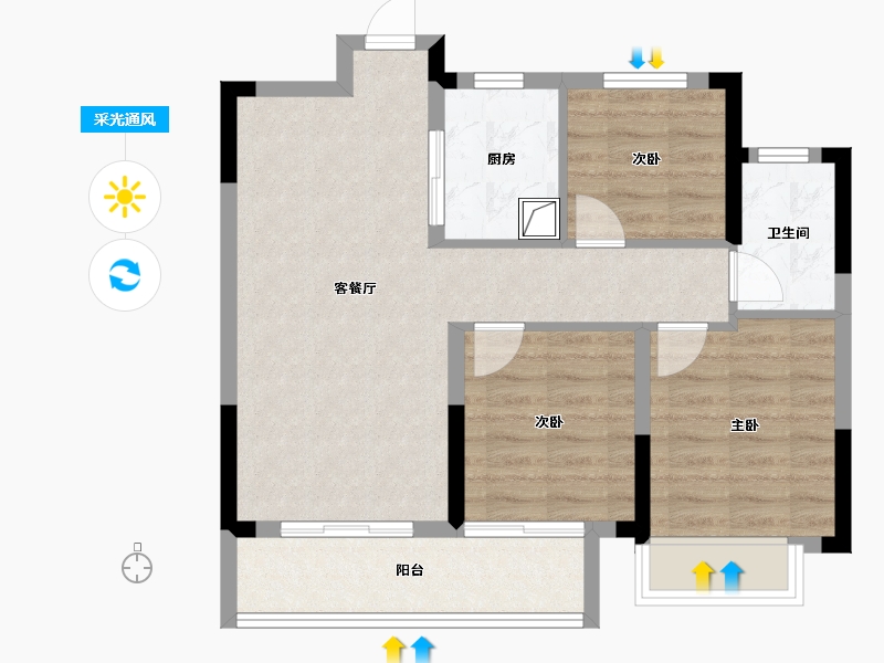 浙江省-绍兴市-蓝城·剡江莲园-67.95-户型库-采光通风