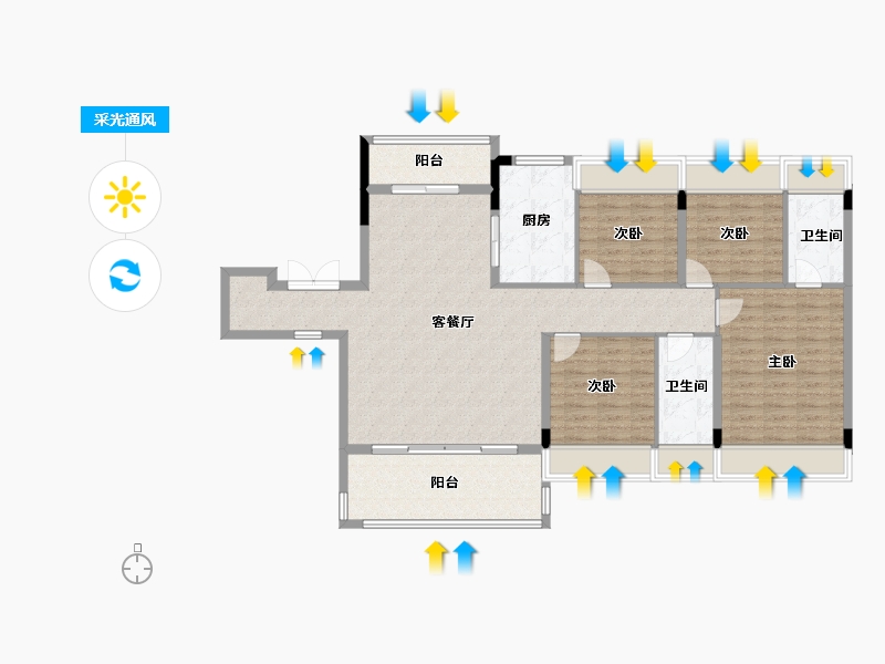 湖北省-荆州市-观澜·墨香院-123.76-户型库-采光通风