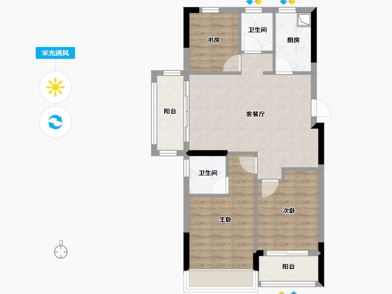 浙江省-嘉兴市-工联·云悦府-70.97-户型库-采光通风