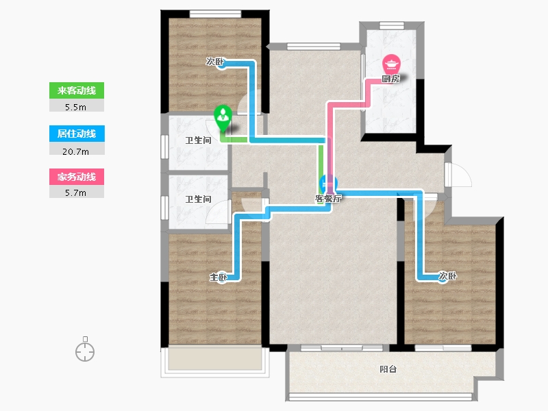 山东省-泰安市-御湖庄园-100.80-户型库-动静线