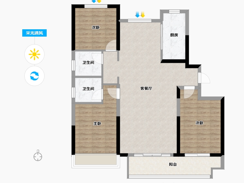 山东省-泰安市-御湖庄园-100.80-户型库-采光通风