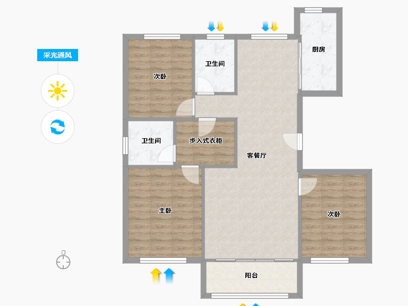 山东省-淄博市-盛世康城泽园-108.05-户型库-采光通风