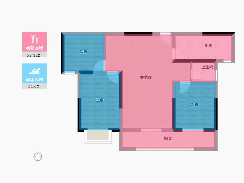 陕西省-宝鸡市-金御华府-73.37-户型库-动静分区