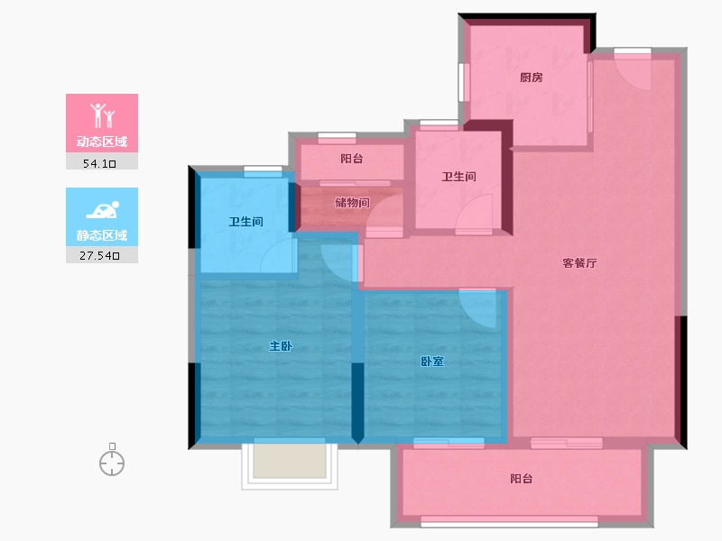 浙江省-杭州市-越秀云麓悦映邸-72.19-户型库-动静分区