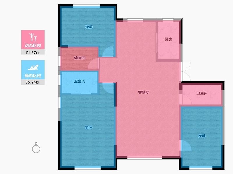 吉林省-松原市-豪杰悦璟-105.56-户型库-动静分区