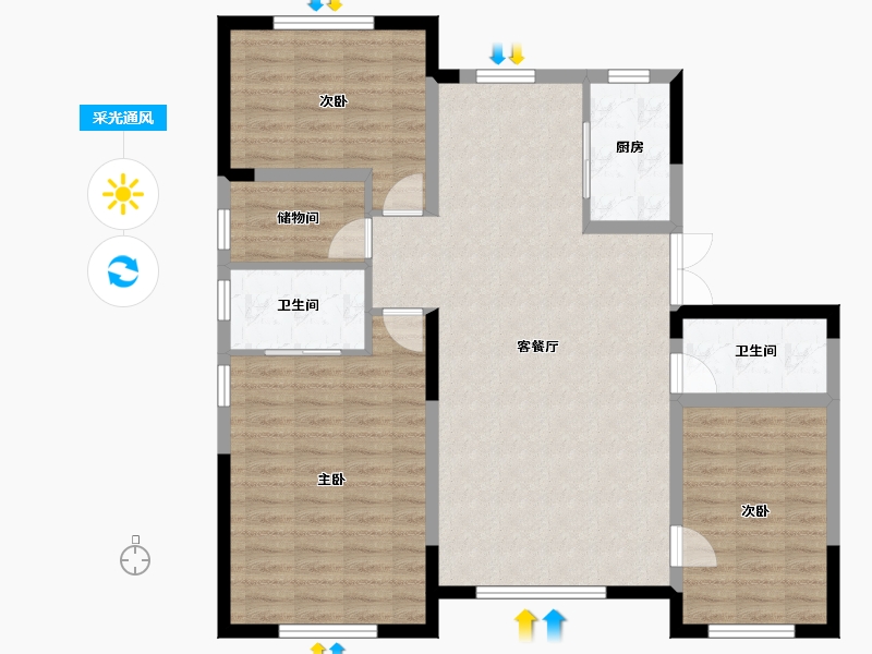 吉林省-松原市-豪杰悦璟-105.56-户型库-采光通风