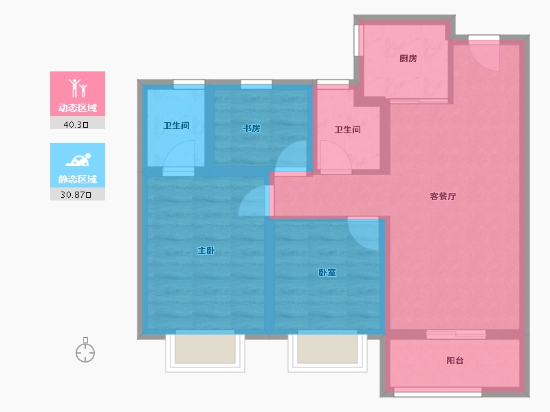 陕西省-西安市-信达·凌玺臺-62.32-户型库-动静分区