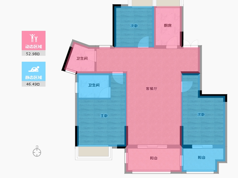 湖北省-荆州市-观澜·墨香院-88.96-户型库-动静分区