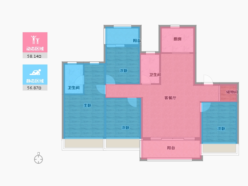 浙江省-杭州市-云湖之城·低碳国际社区-103.94-户型库-动静分区