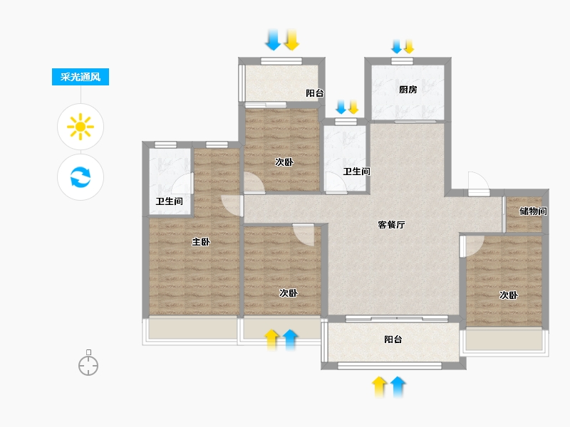 浙江省-杭州市-云湖之城·低碳国际社区-103.94-户型库-采光通风