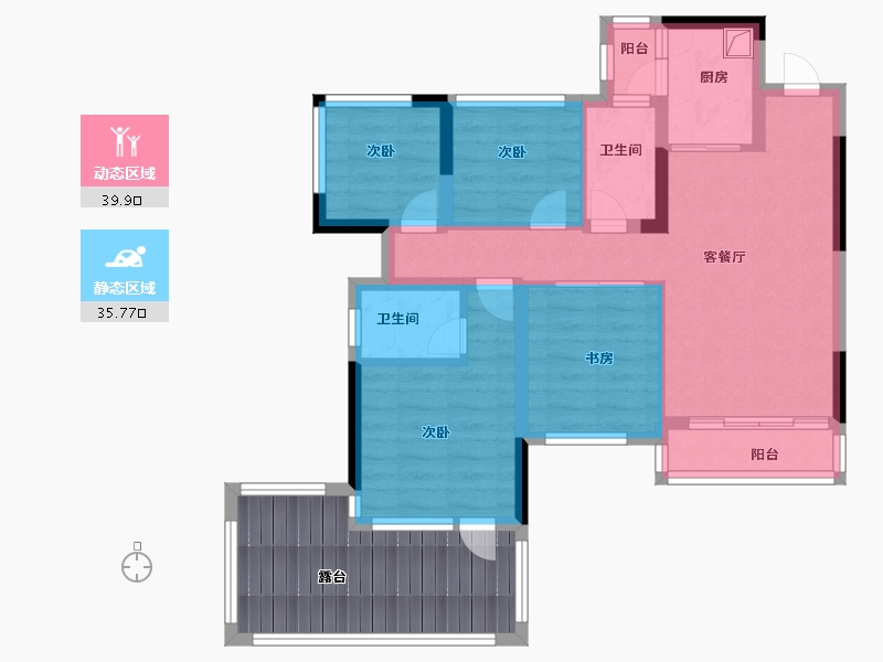 贵州省-贵阳市-清鸥十三樾-78.39-户型库-动静分区