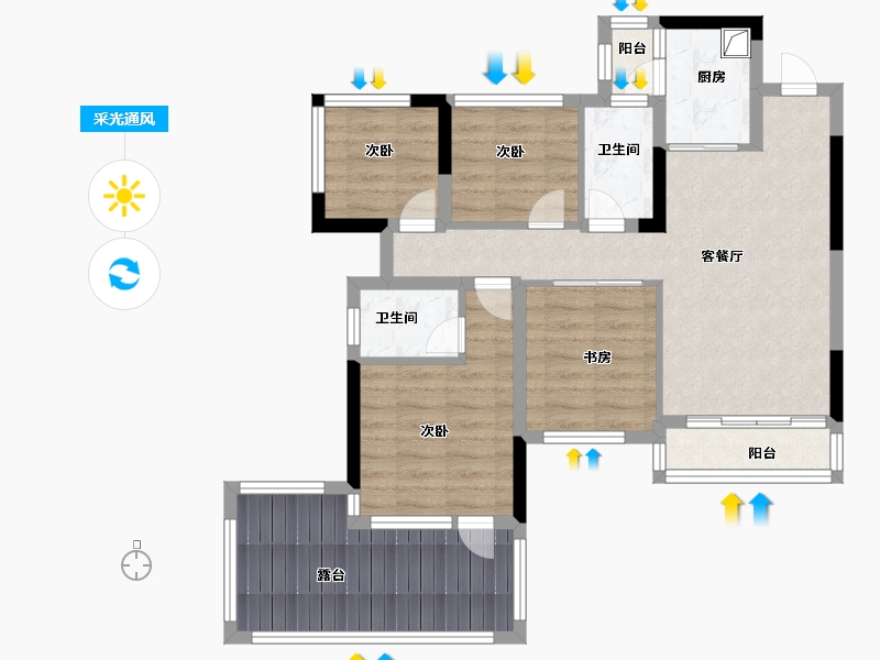 贵州省-贵阳市-清鸥十三樾-78.39-户型库-采光通风