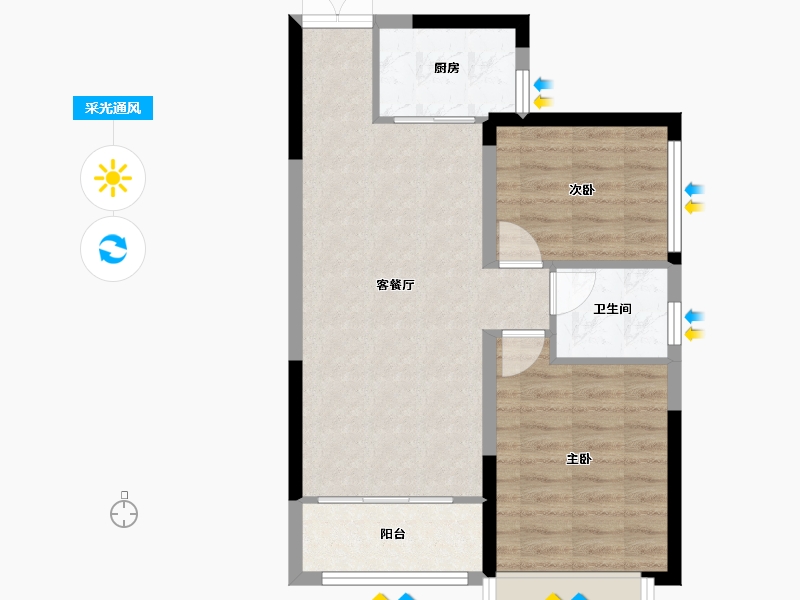 湖南省-湘潭市-盘龙御康园-69.60-户型库-采光通风