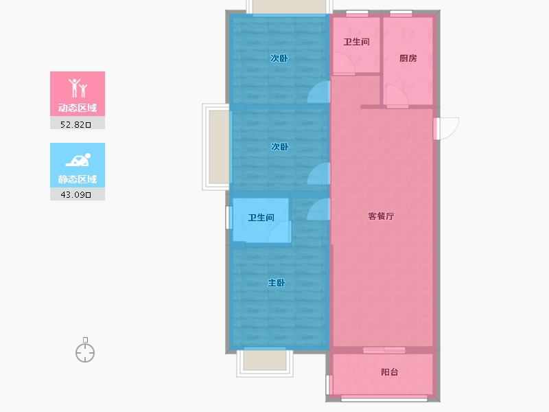 湖北省-武汉市-融创九坤璟宸时代-86.39-户型库-动静分区