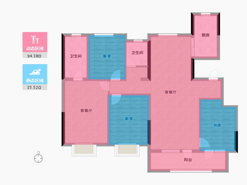 山东省-聊城市-裕昌金裕新城洋房示范区-116.00-户型库-动静分区