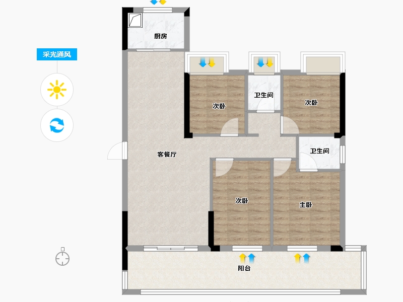 湖北省-黄冈市-孝感九里-103.20-户型库-采光通风