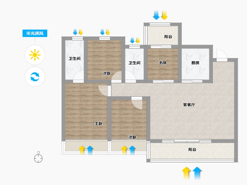 浙江省-杭州市-云湖之城·低碳国际社区-86.09-户型库-采光通风