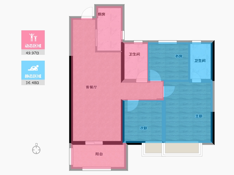 湖北省-武汉市-融创九坤璟宸时代-76.92-户型库-动静分区