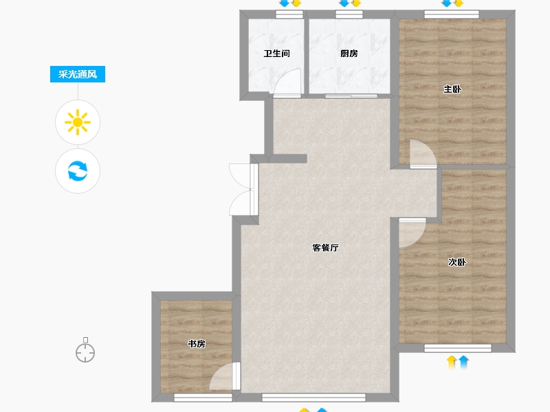 辽宁省-营口市-九仓水润华府-86.92-户型库-采光通风