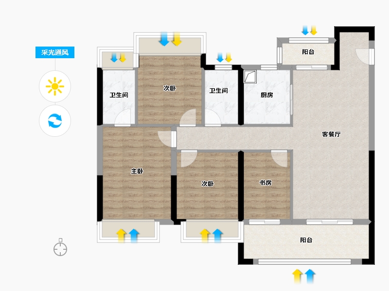 湖南省-株洲市-株洲建发缦云-100.00-户型库-采光通风