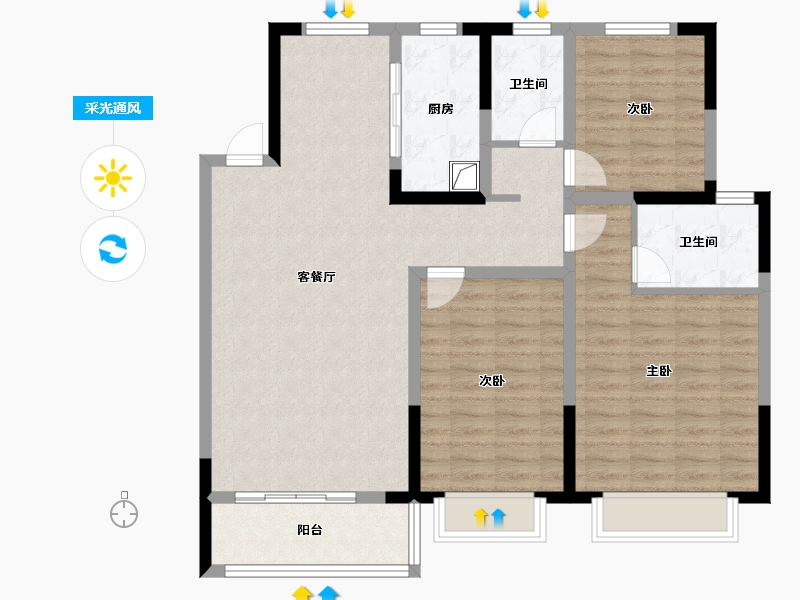 山东省-济南市-国融君悦府-106.44-户型库-采光通风