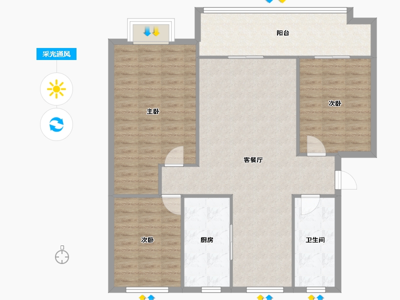 山东省-临沂市-景城花园-93.00-户型库-采光通风